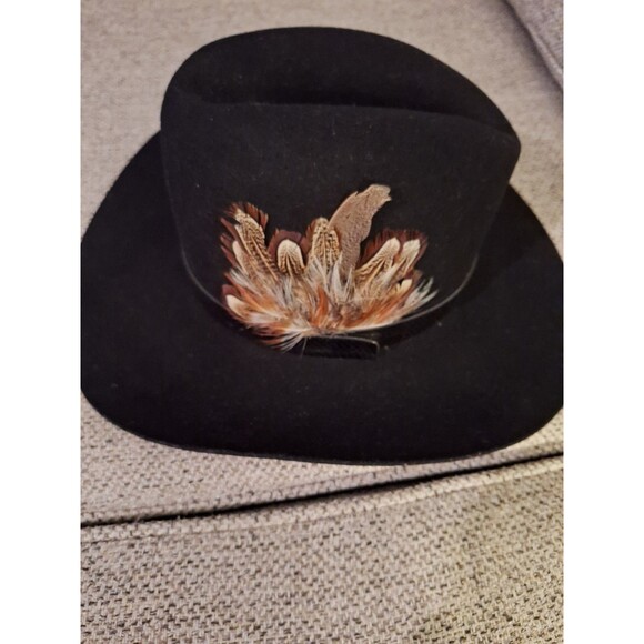 Vintage Bailey Western Custom Cowboy BLACK Dura-felt 6 7/8 - Picture 4 of 12